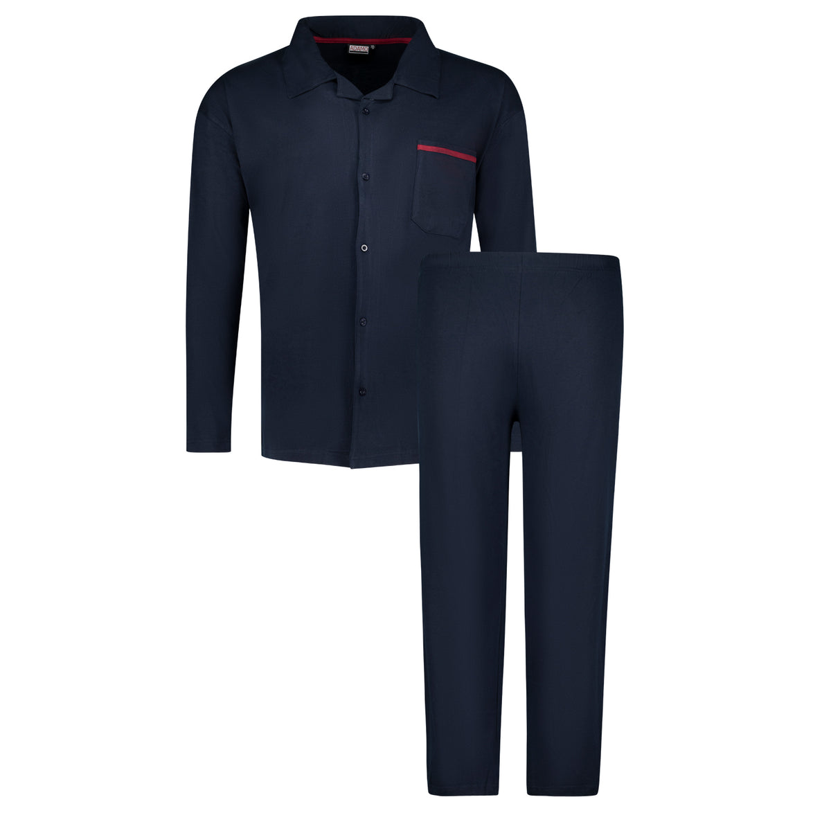 Adamo Schlafanzug Pyjama Knöpfe und Brusttasche "Benno"