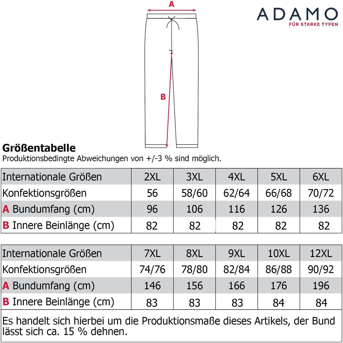 Adamo Fleece Hose Jogginghose XXL bis 12XL