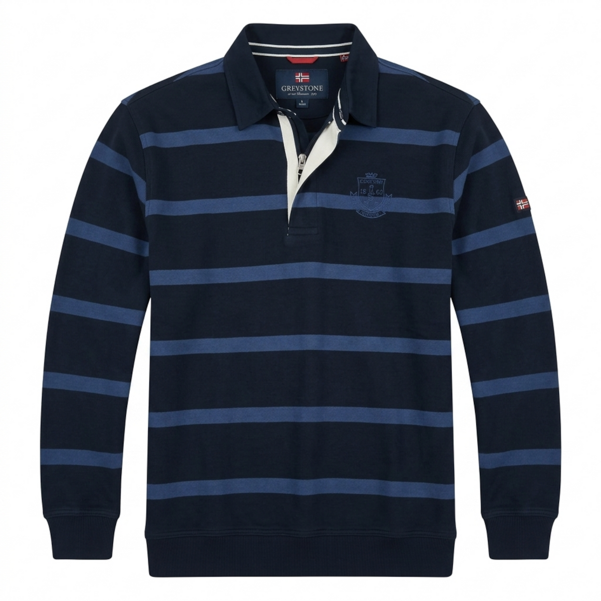 Greystone Polo-Sweatshirt SONDERANGEBOT mit Kragen Blau gestreift 6XL