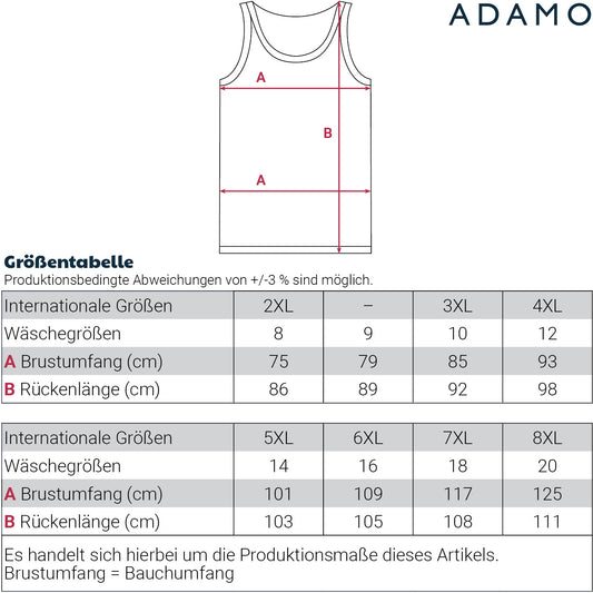 Adamo 3 x Unterhemd Doppelripp XXL bis 8XL