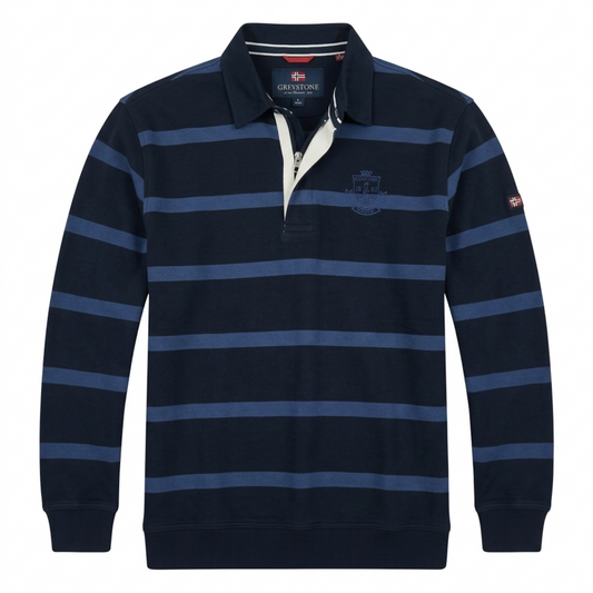 Greystone Polo-Sweatshirt SONDERANGEBOT mit Kragen Blau gestreift 6XL