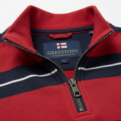 Greystone Troyer Sweatshirt SONDERANGEBOT 4XL Rot Navy gestreift
