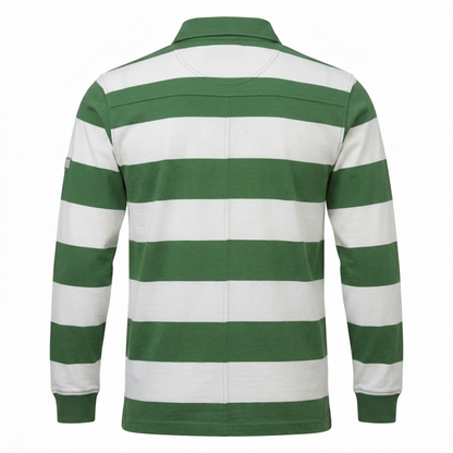 Greystone Polo-Sweatshirt SONDERANGEBOT Grün-Weiß gestreift