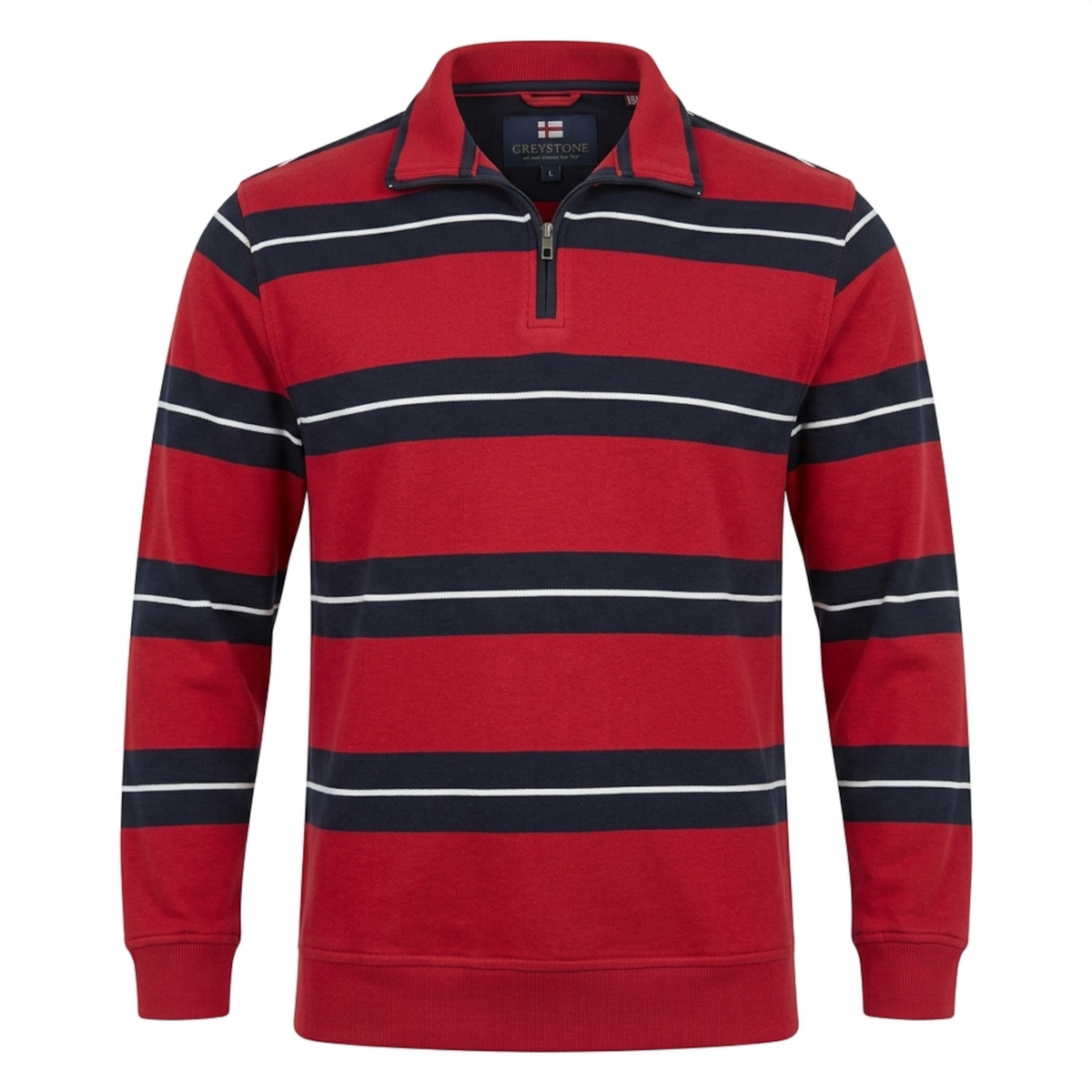 Greystone Troyer Sweatshirt SONDERANGEBOT 4XL Rot Navy gestreift
