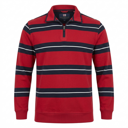 Greystone Troyer Sweatshirt SONDERANGEBOT 4XL Rot Navy gestreift