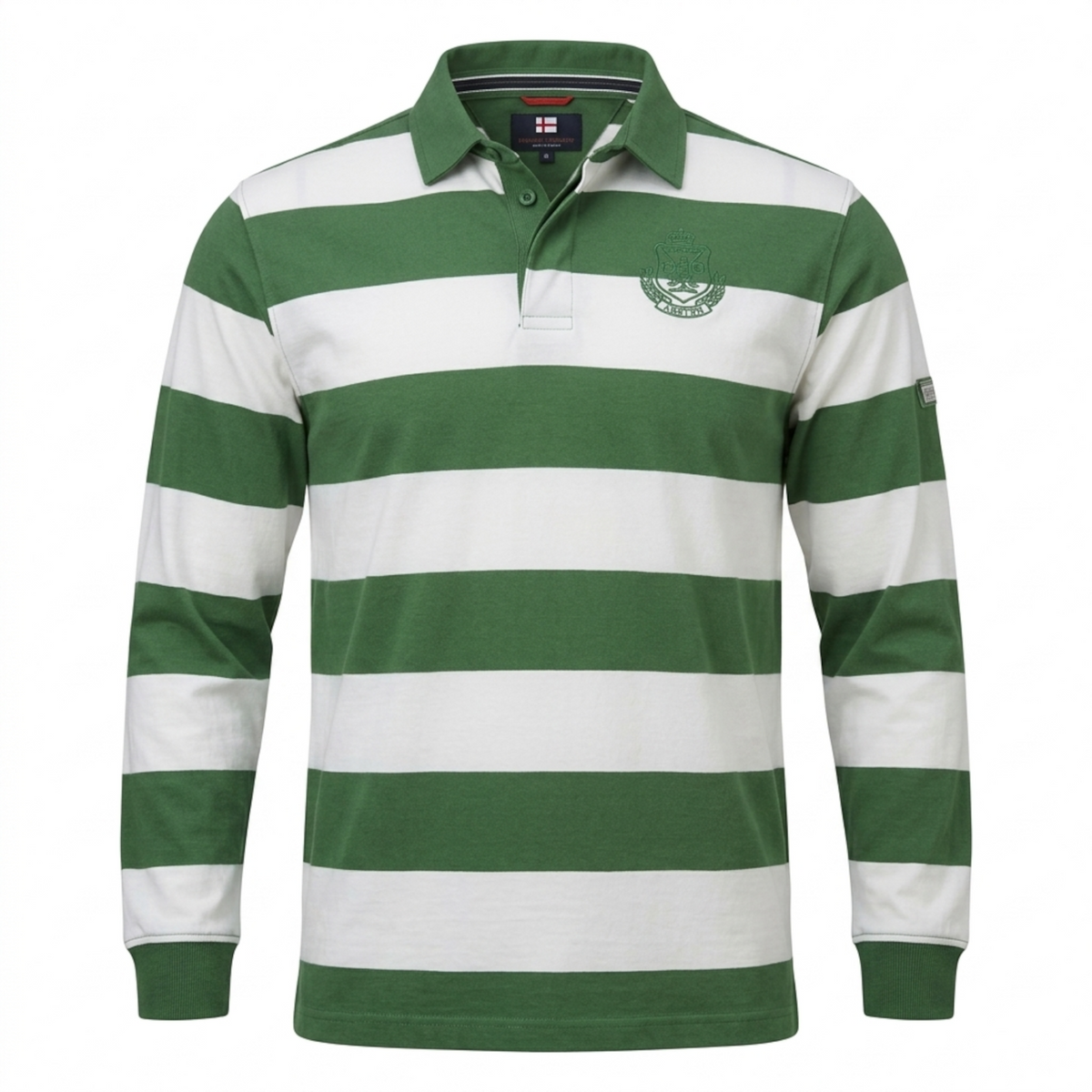 Greystone Polo-Sweatshirt SONDERANGEBOT Grün-Weiß gestreift