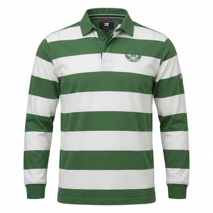 Greystone Polo-Sweatshirt SONDERANGEBOT Grün-Weiß gestreift
