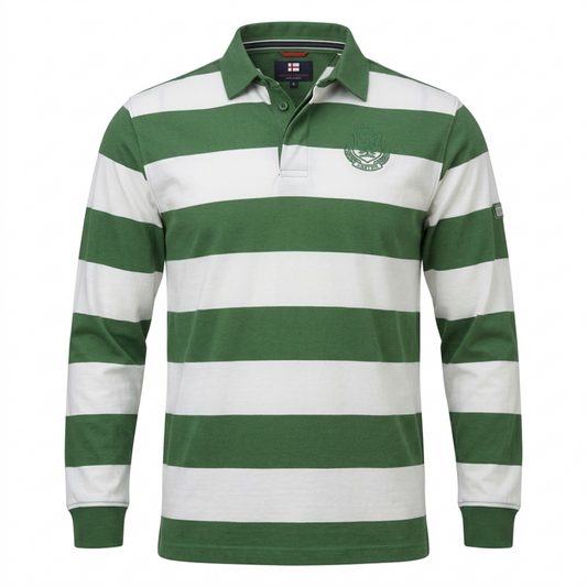 Greystone Polo-Sweatshirt SONDERANGEBOT Grün-Weiß gestreift