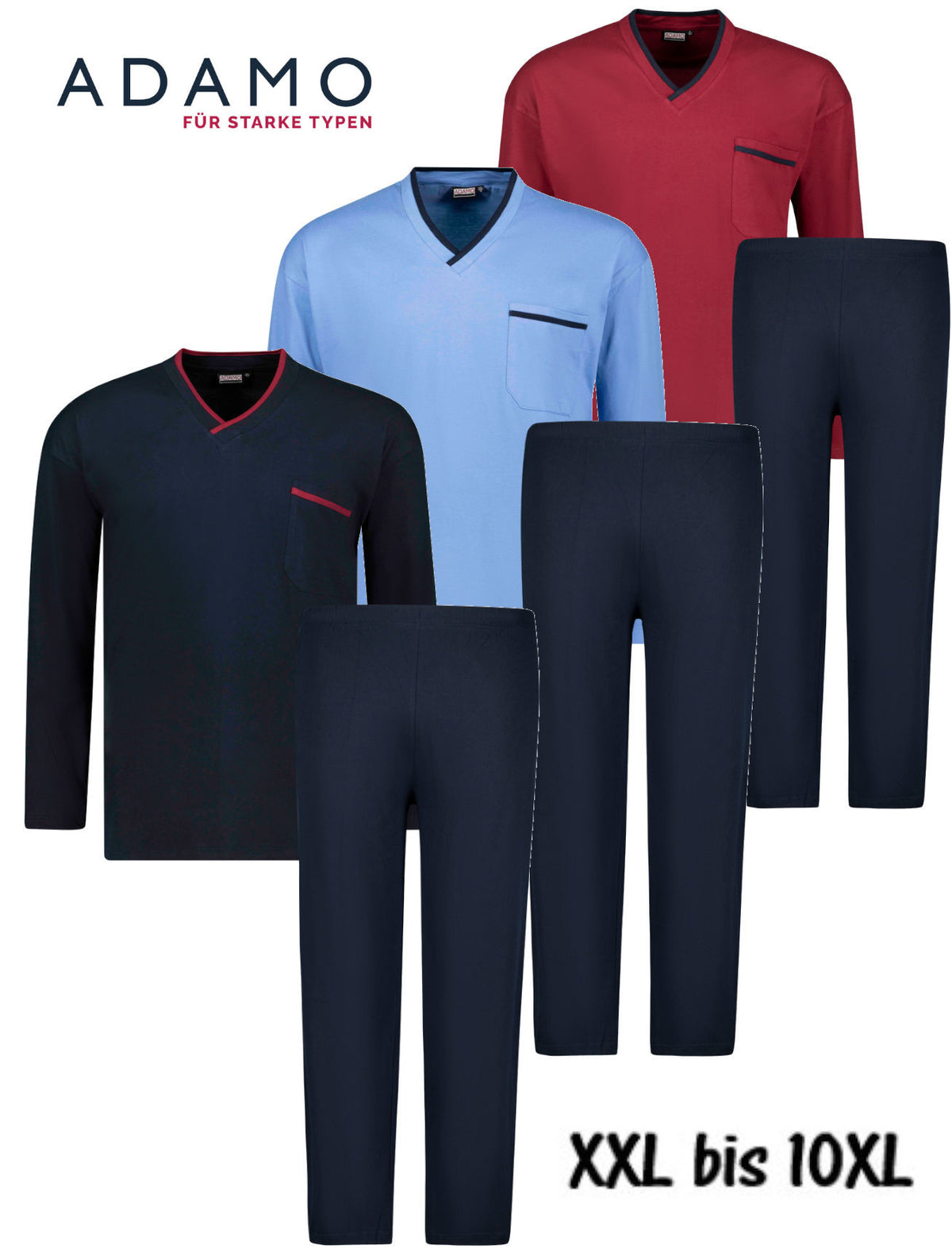 Adamo Schlafanzug Pyjama XXL bis 10XL "Beppo"
