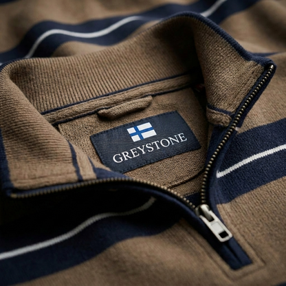 Greystone Troyer Sweatshirt SONDERANGEBOT 4XL Braun Blau gestreift