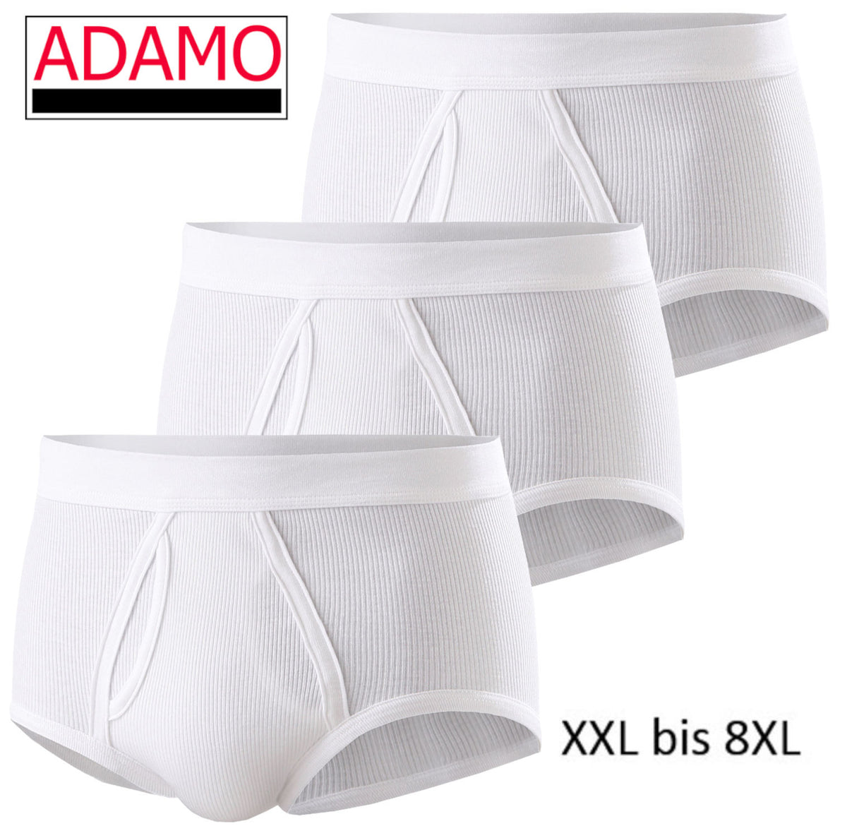 Adamo 3 x Slips Doppelripp mit Eingriff XXL bis 8XL